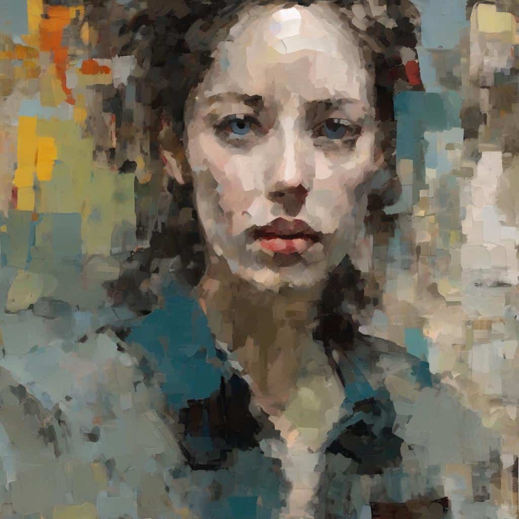 Ομορφη πορτρέτο γυναίκας σε ψηφιακό και ζωγραφικό στυλ, με έμφαση στη ρευστότητα και το συναίσθημα, συνδυάζοντας τέχνη και δημιουργία μέσα από σύγχρονες εικόνες.